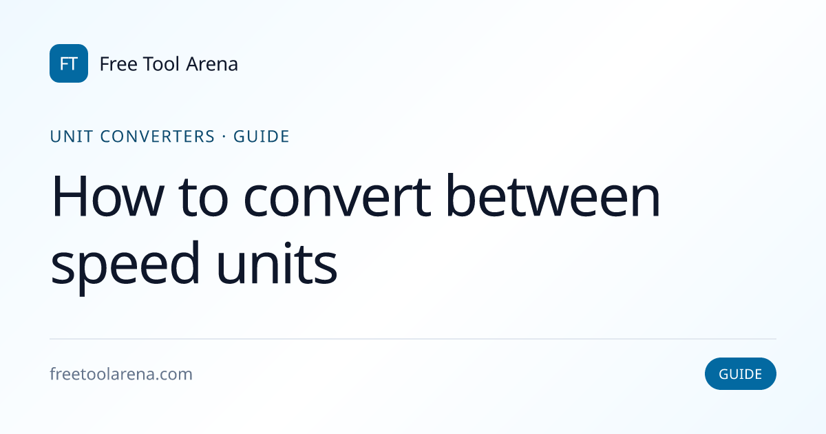 Convert Speed Units: mph, km/h, knots, m/s | Free Tool Arena