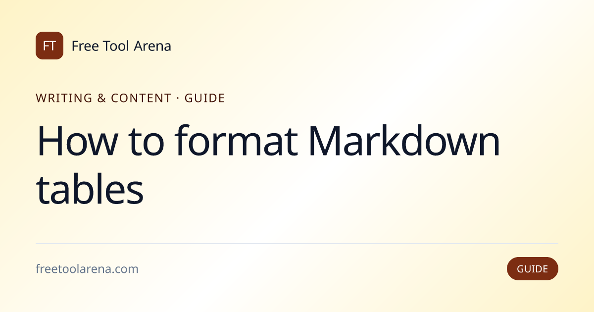 Generate Markdown Tables: Pipes, Alignment, and GFM Syntax | Free Tool ...