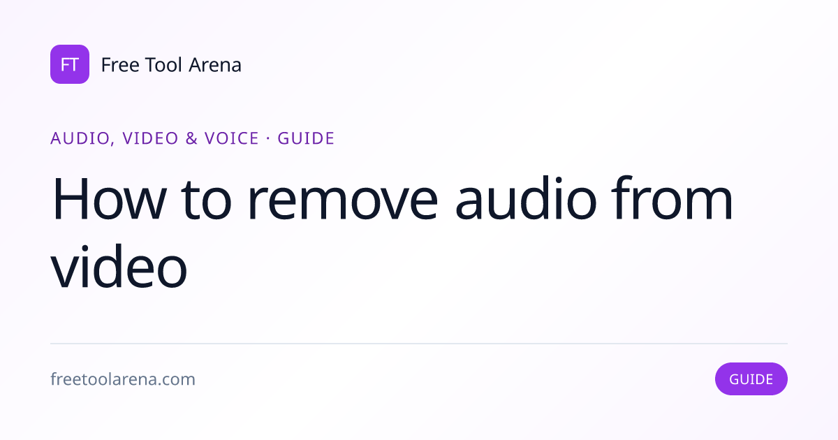 Remove Audio From Video Without Re-Encoding | Free Tool Arena