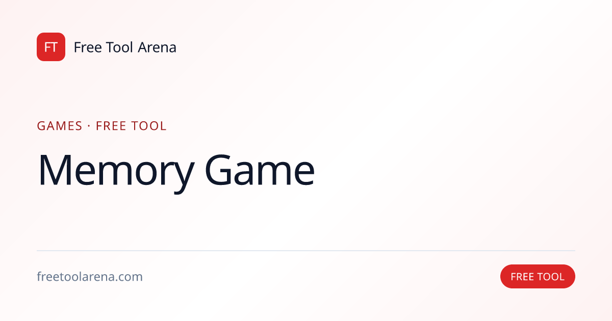 Memory Game — Match the Pairs | Free Tool Arena